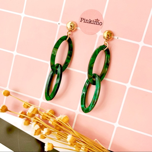Double Rings Acrylic Resin Earrings - Picture 1 of 3